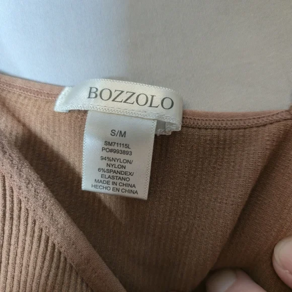 Bozzolo Caramel Ribbed Cropped Spaghetti Strap Tank Size S/M - Picture 4 of 6